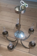 Vintage Brass 5 Arm Chandelier Light Candelabra Hanging Fixture Home Decor