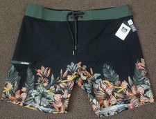 New Mens Reef Hardey Boardshorts 40 18" Stretch Black Green Tropical Shorts