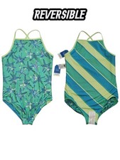 Land's End Girls L Chlorine Resistant Reversible One Piece Swimsuit Starfish NEW