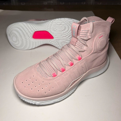 Under Armour Curry 4 FloTro Retro Pink White New 8 Lace Up Rubber 3024861-600