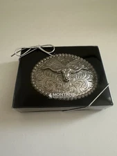 Oval Longhorn Montana Silversmiths Western Belt Buckle