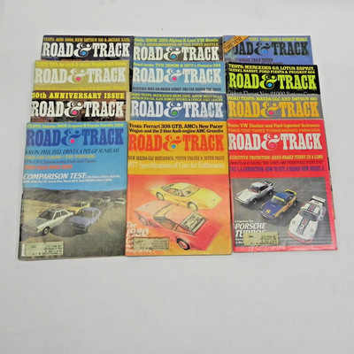 1977 ROAD AND TRACK MAGAZINE FULL YEAR LOT OF 12 ISSUES RACING PERFORMANCE CARS