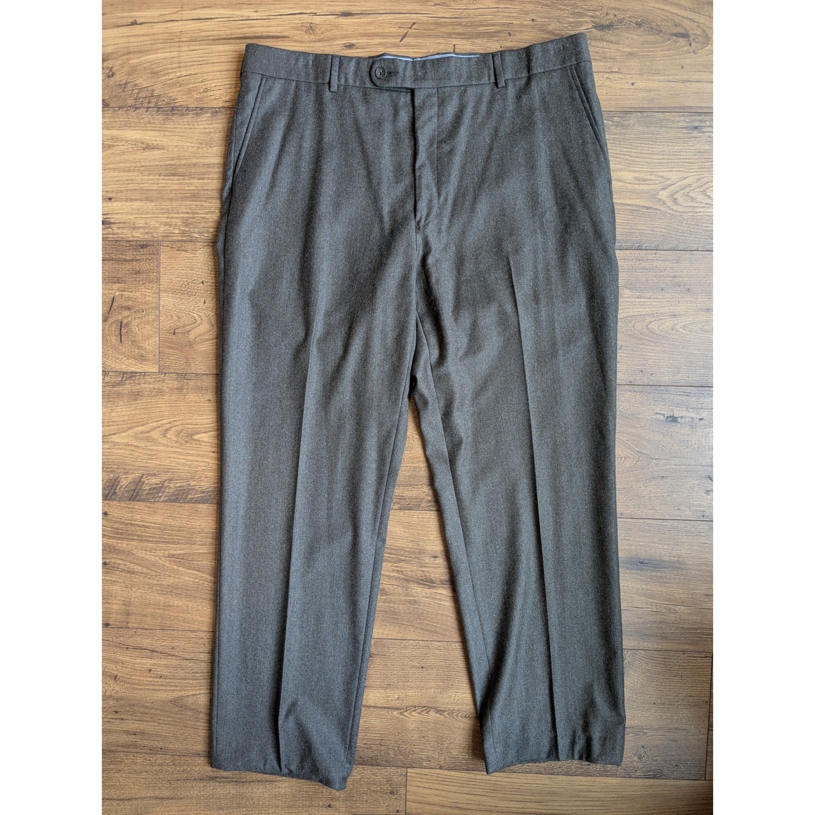 H. Stockton Atlanta Mens Comfort-EZE Pants 38 Gray Wool Cashmere Trousers READ