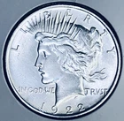 1922 PEACE SILVER DOLLAR COIN PHILADELPHIA EXCEPTIONAL PRESERVED AFTER 104 YEARS
