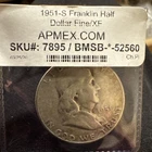 1951-S 50C Franklin Half Dollar XF Graded By APMEX Reliable 90 % Silver