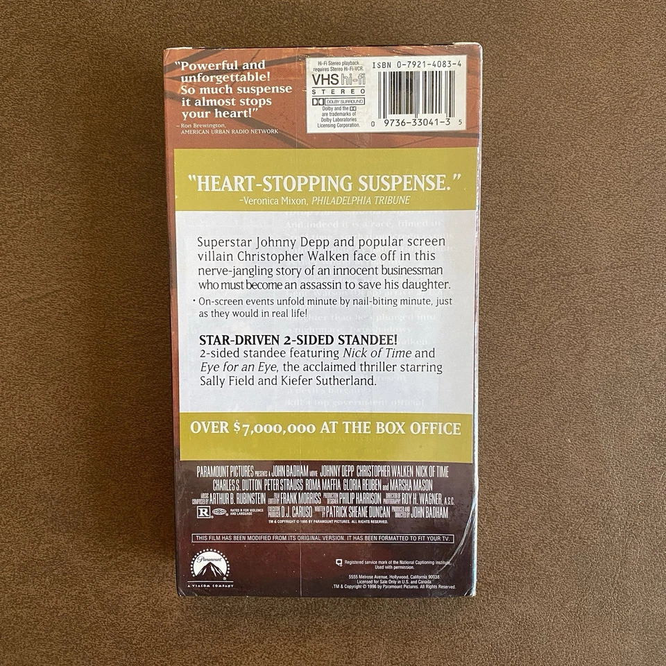 Nick of Time VHS 1996 Screener Promo Tape Brand New Sealed Johnny Depp - Image 2 of 4