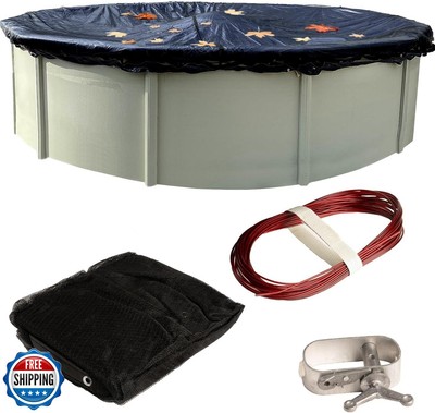 Winter Block Pool Leaf Net Cover for Above Ground Pools   30 ft Round, Durabl