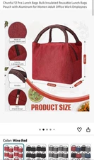 12 Pcs Lunch Bags Bulk Reusable Insulated Lunch Tote Bag Pouch Waterproof wit...