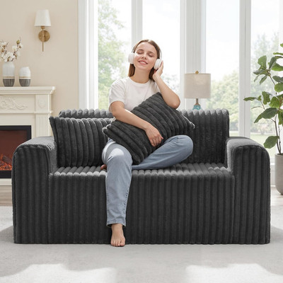 Couch Sofa 2-Seater Foam Sofa Loveseat for Small Spaces Comfy Sofas with Removab