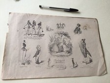 George Cruikshank britischer Illustrator 1834 Skizzenbuch Seite Ref 51406