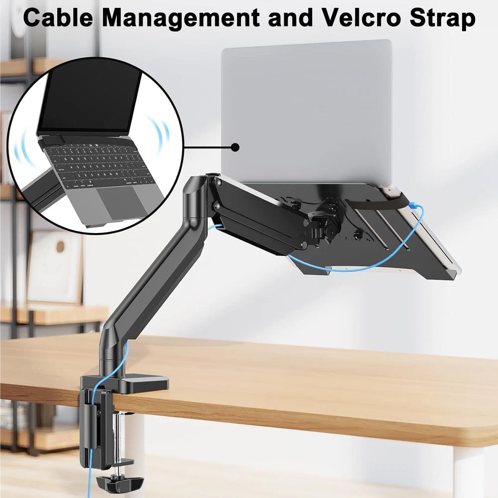 2-in-1 Gas Spring Laptop Stand and Monitor Desk Mount for Dual Screen Setup
