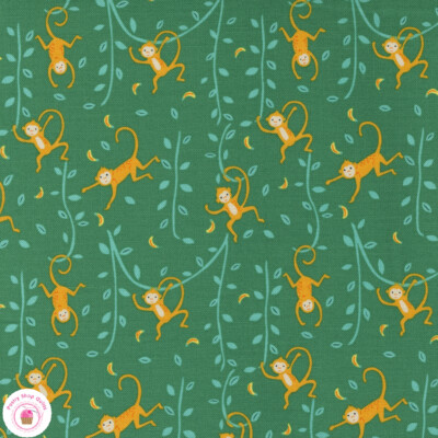 Moda JUNGLE PARADISE 20784 21 Green Monkeys STACY HSU Quilt Fabric Children's