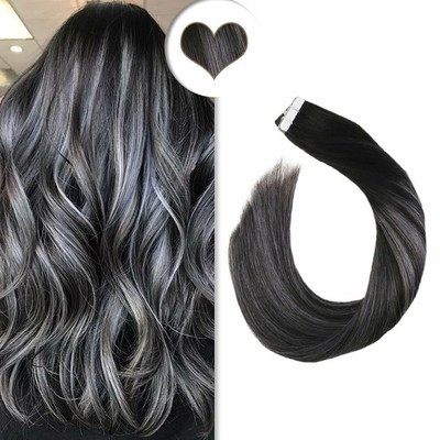 Ugeat Balayage Human Hair Extension Tape In Remy Hair Black Mix