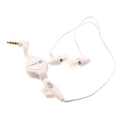 Wired Retractable Earphones Headphones Handsfree Mic Headset 3.5mm for Tablets