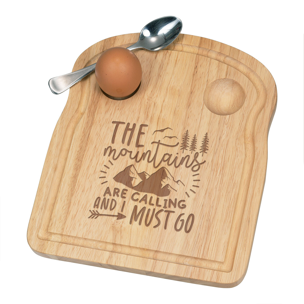 The Mountains Are Calling Breakfast Dippy Egg Cup Board Skiing Snowboarding