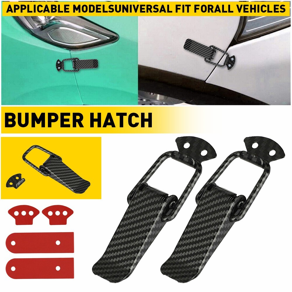 2x New Fiber Carbon Quick Release Fasteners Car Bumpers Trunk Fender Hatch Lid