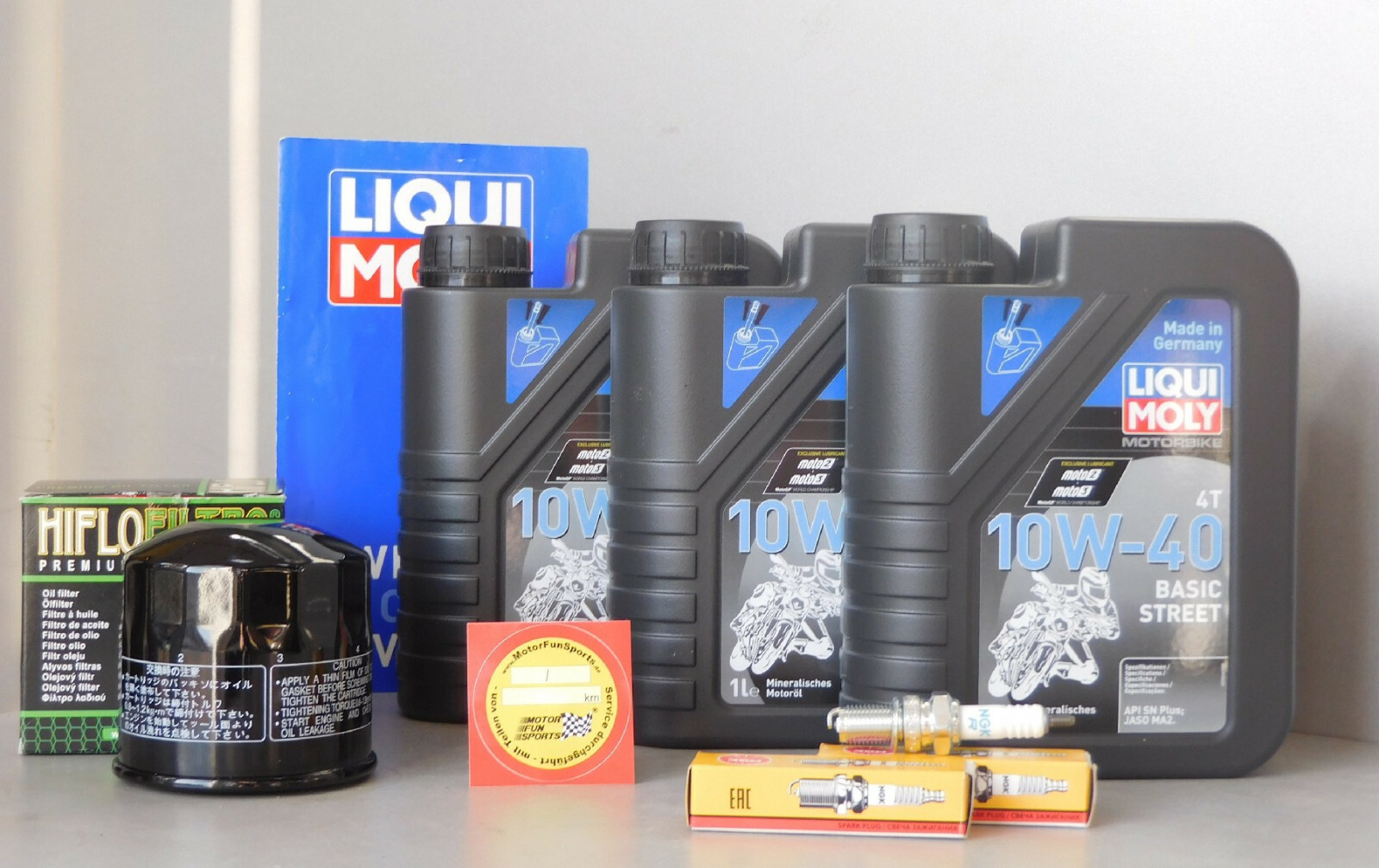 Maintenance Set - Kawasaki EN 450 LTD - Oil Oil Filter Spark Plug Inspection