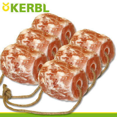 Kerbl 6x 1,75kg Leckstein aus Bergkristallsalz Mineralien Nährstoffe Pferde