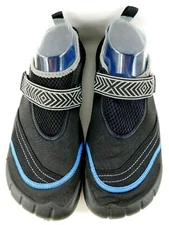 Men's Aqua River Water Shoe Closed Toe Black Blue Grey Strap Size 9/10