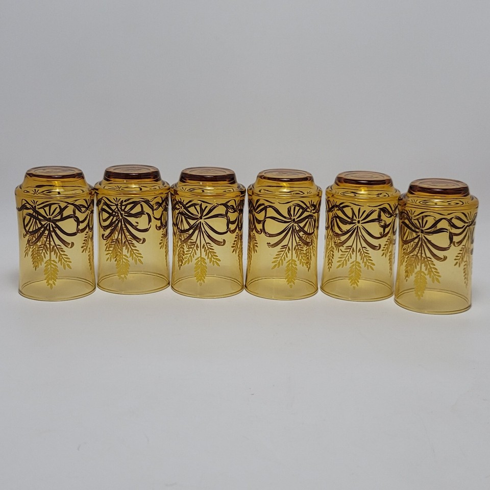 Libbey Wheat & Ribbon Design Vintage Amber Juice Iced Tea Water Glasses
