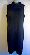 QVC Nina Leonard Black Knit Sleeveless Midi Dress With Cowl Neck.Acrylic.Size XL