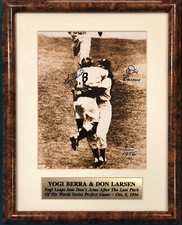 Yogi Berra & Don Larsen signed photo NY New York Yankees Stacks of Plaques COA