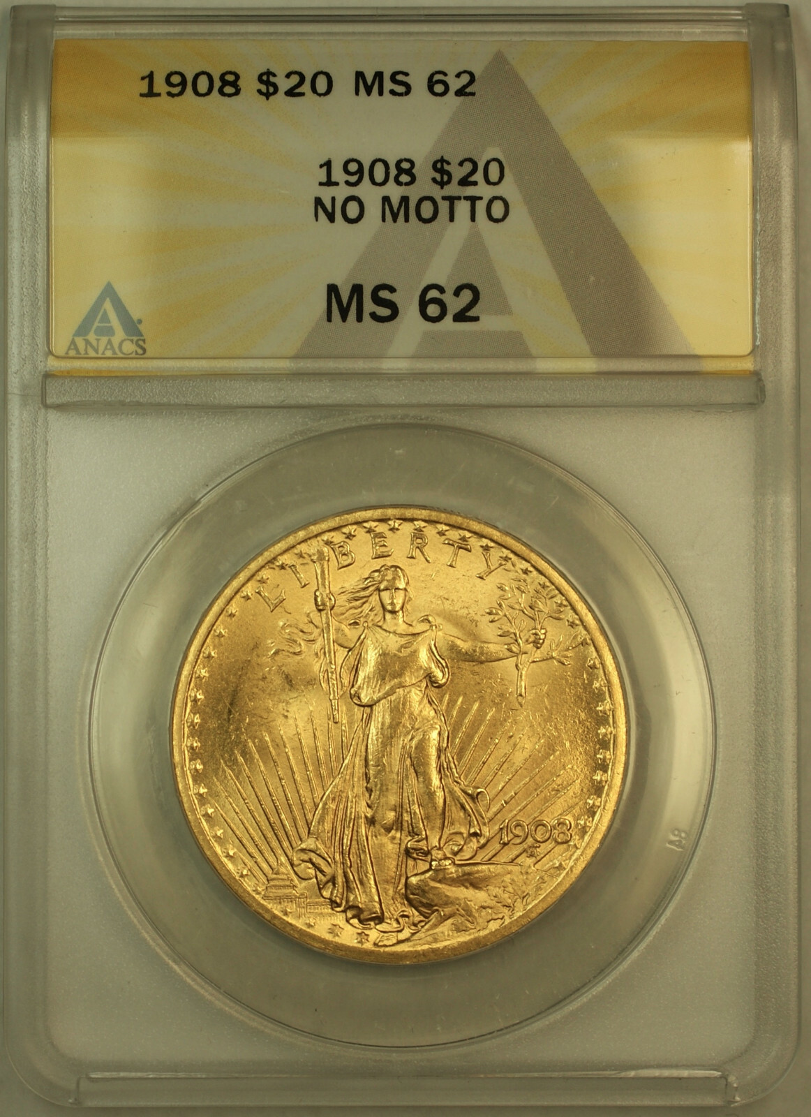 1908年)『セントゴーデンズ20＄大型金貨(NO MOTTO)』