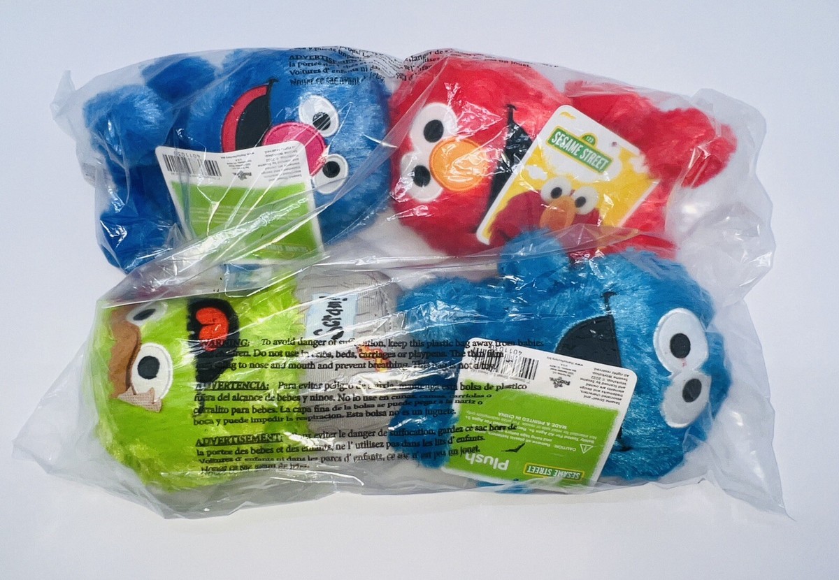 RARE: Full Brand New Sesame Street Plush Set of 4, 7”, Toy Factory
