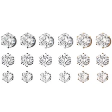 Shiny Stainless Steel Round Magnet CZ Unisex Earring Men Women Stud Non Piercing