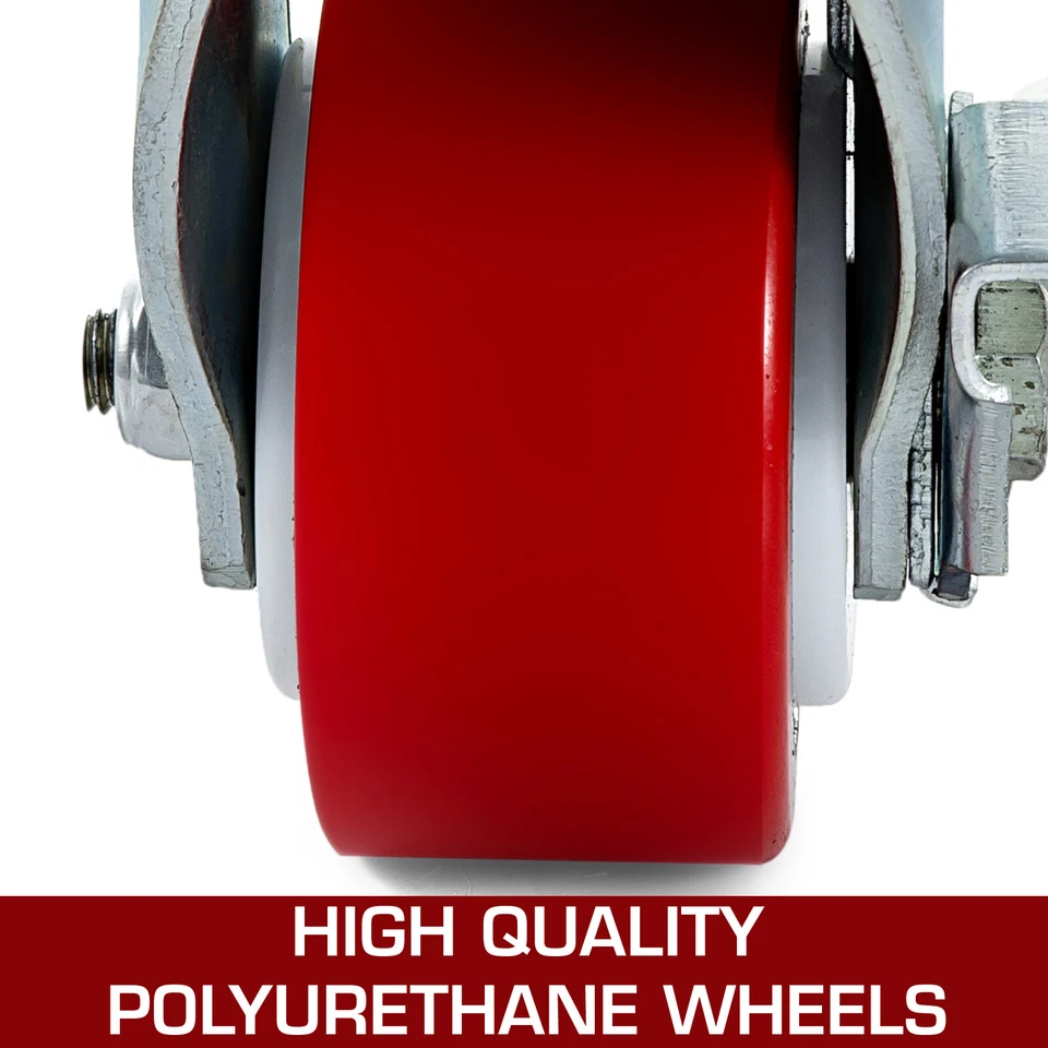 Paquete de 4 ruedas de alta resistencia de poliuretano de 4" 5" 6" con ruedas de hierro fundido sin ruido Foto 3 de 4
