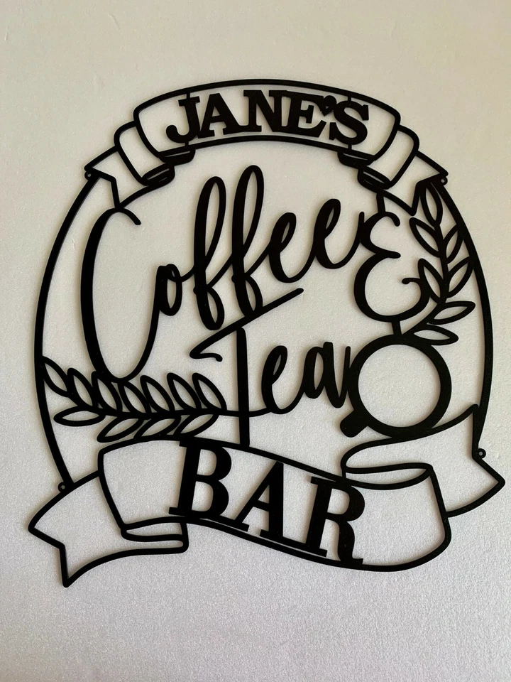 Placa de nome personalizada de metal para barra de chá e café amante arte de parede decoração de cozinha  - Imagem 4 de 4