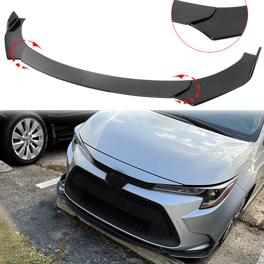 For Kia Carbon Fiber Front Bumper Lip Splitter+Spoiler+Strut Rods