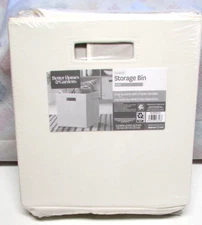 NEW BETTER HOMES & GARDENS COLLAPSIBLE IVORY STORAGE BIN 12.75" X 12.75" X 15"