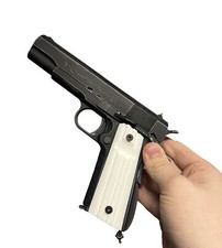 White 1911 Grips Thumb Groove