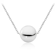 Sterling Silver 10mm Polished Ball Bead Necklace