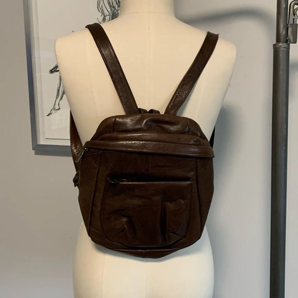 Mochila de cuero Wilson vintage de cuero marrón Foto 2 de 4