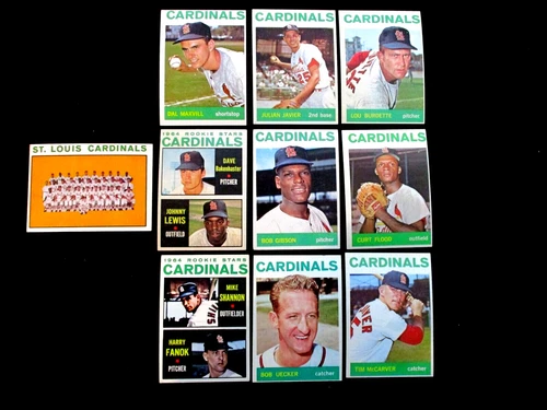 1964 TOPPS..STL CARDS TEAM SET...EX  AVG..GIBSON, UECKER,  GRADED SHANNON RC