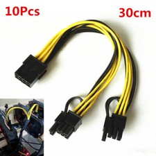 10Pc 8 to Dual 8 4 4 Pin 12V Sleeved CPU Power Supply Cable Y-Splitter Adapter