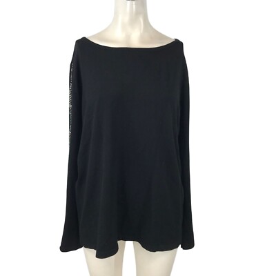 VILA MILANO -WOMEN'S XL - BLACK LONG SLEEVE SPARKLE BLING SLEEVE SWEATER