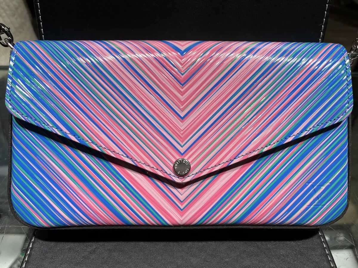 Louis Vuitton Pochette Felicie Pink Blue 52435 Handbag w/chain