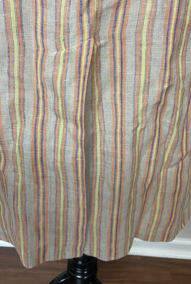 Vestido Intropia 34 Marfil Naranja Rayas Sin Mangas Envoltura Mezcla de Lino Abertura Frontal Foto 2 de 4