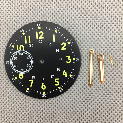 39mm Black Dial Gold Hands watch kit for eta 6497 6498 Seagull ST3600 Movement - Picture 2 of 3