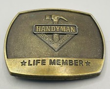 Handyman Club of America Life Member Brass Belt Buckle 1996 Vintage Hammer Clean