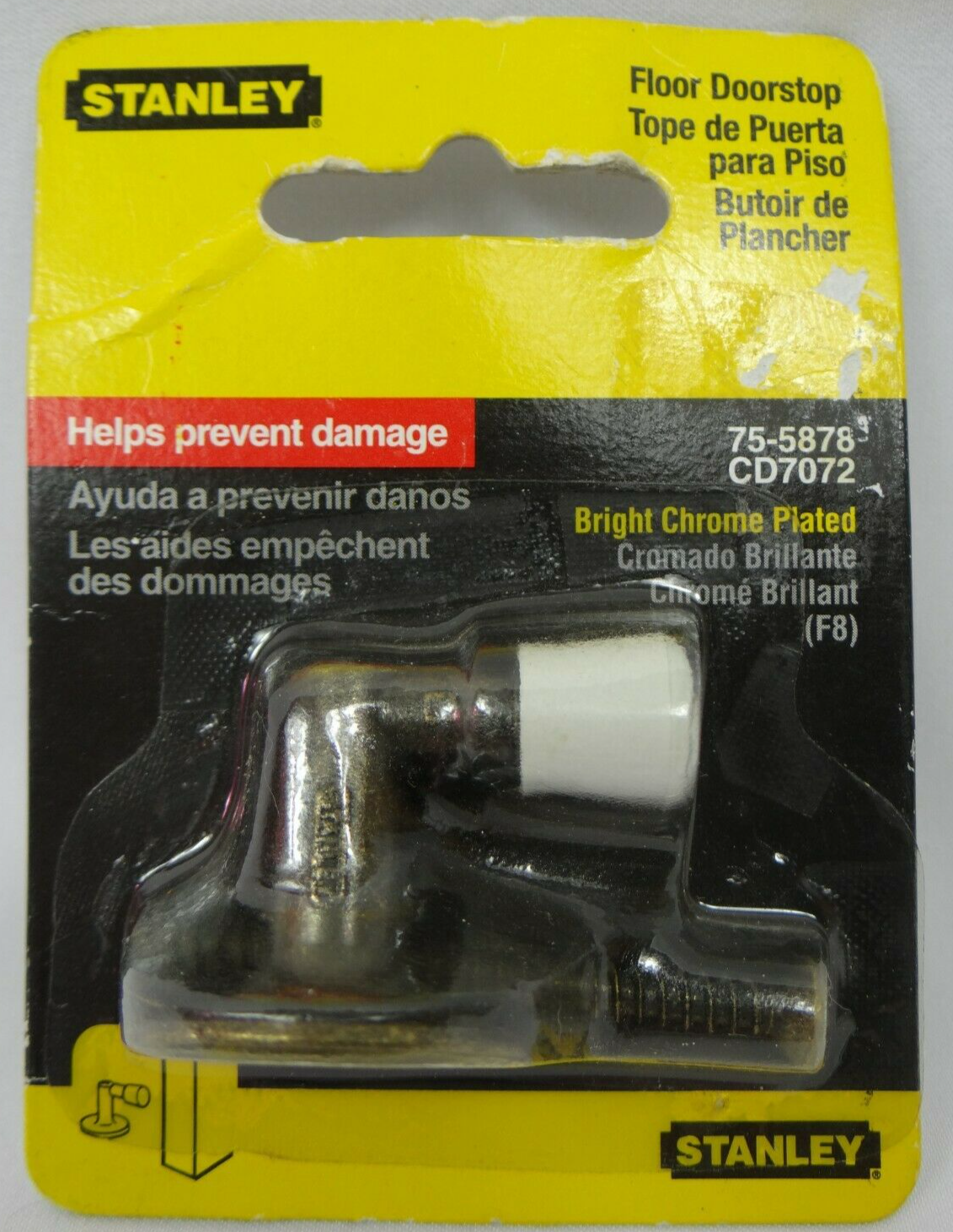 Stanley Floor Doorstop 75-5878 CD7072 Bright Chrome Plated Finish Prevent Damage-image
