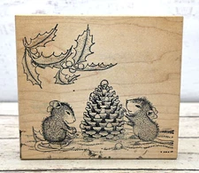 Rubber House Mouse Decorate Pine Cone Christmas Crafting Stampa Rosa 1997