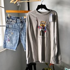 POLO RALPH LAUREN BIG KIDS 14-16 POLO BEAR SHIRT  JEAN SHORTS SET NWT 2 PCS