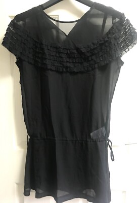 sachin and babi light blue dress RED VALENTINO Oversized Black See Through CHIFFON Drop Waist Dress 38 IT /  10 UK