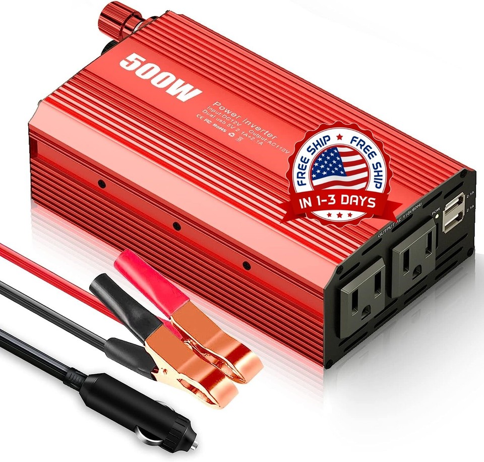 Convertidor De Corriente 500W Para Autos Carros DC 12V A 110V AC ...