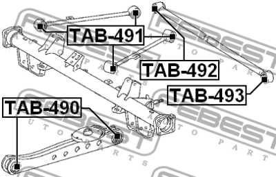 TAB-493 Febest Rear Transverse Rod Bushing 48740-52010 48747-10010