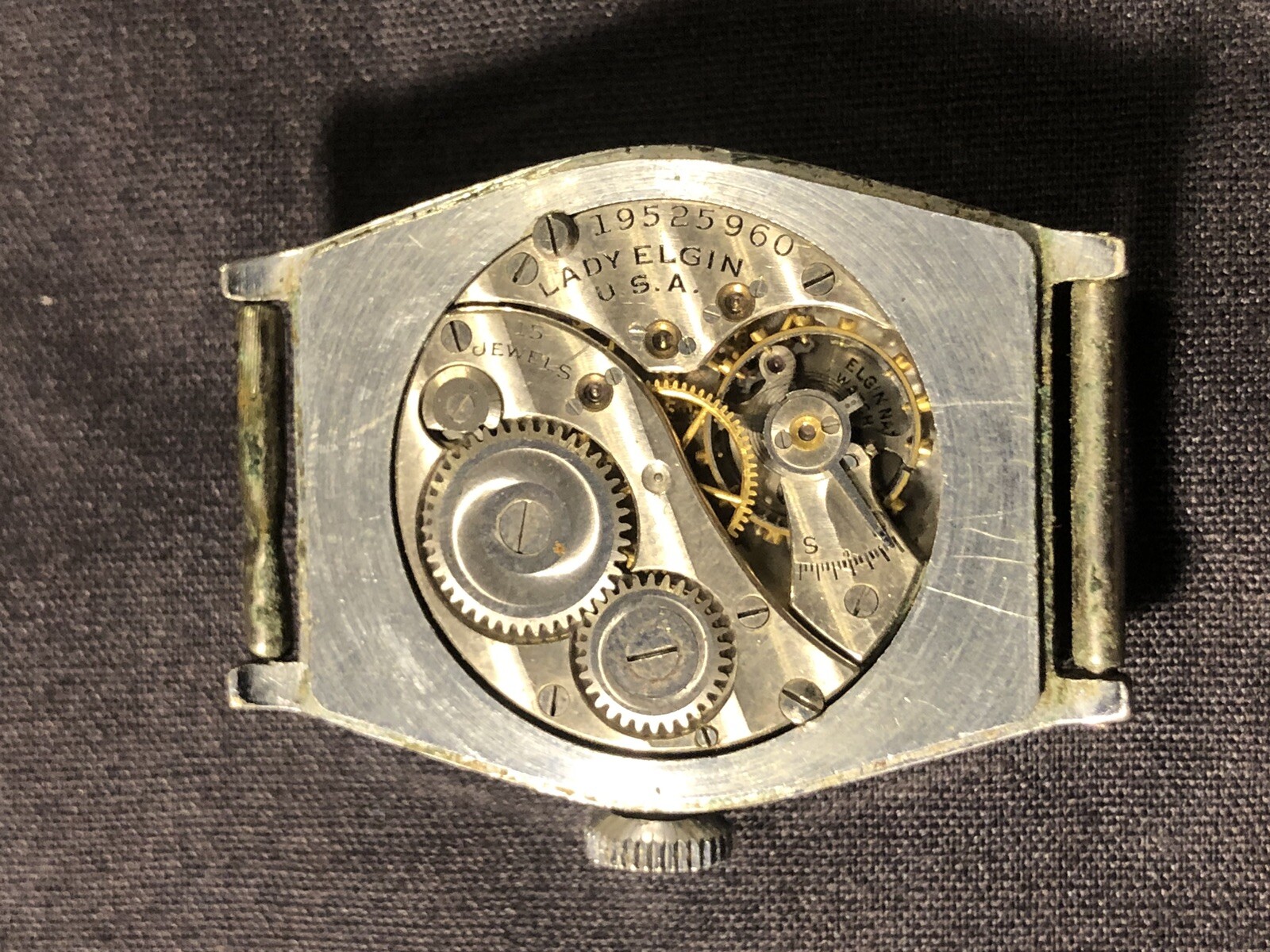 Vintage Art Deco Lady Elgin Tank Watch 15 Jewels Mechanical Repair/Parts